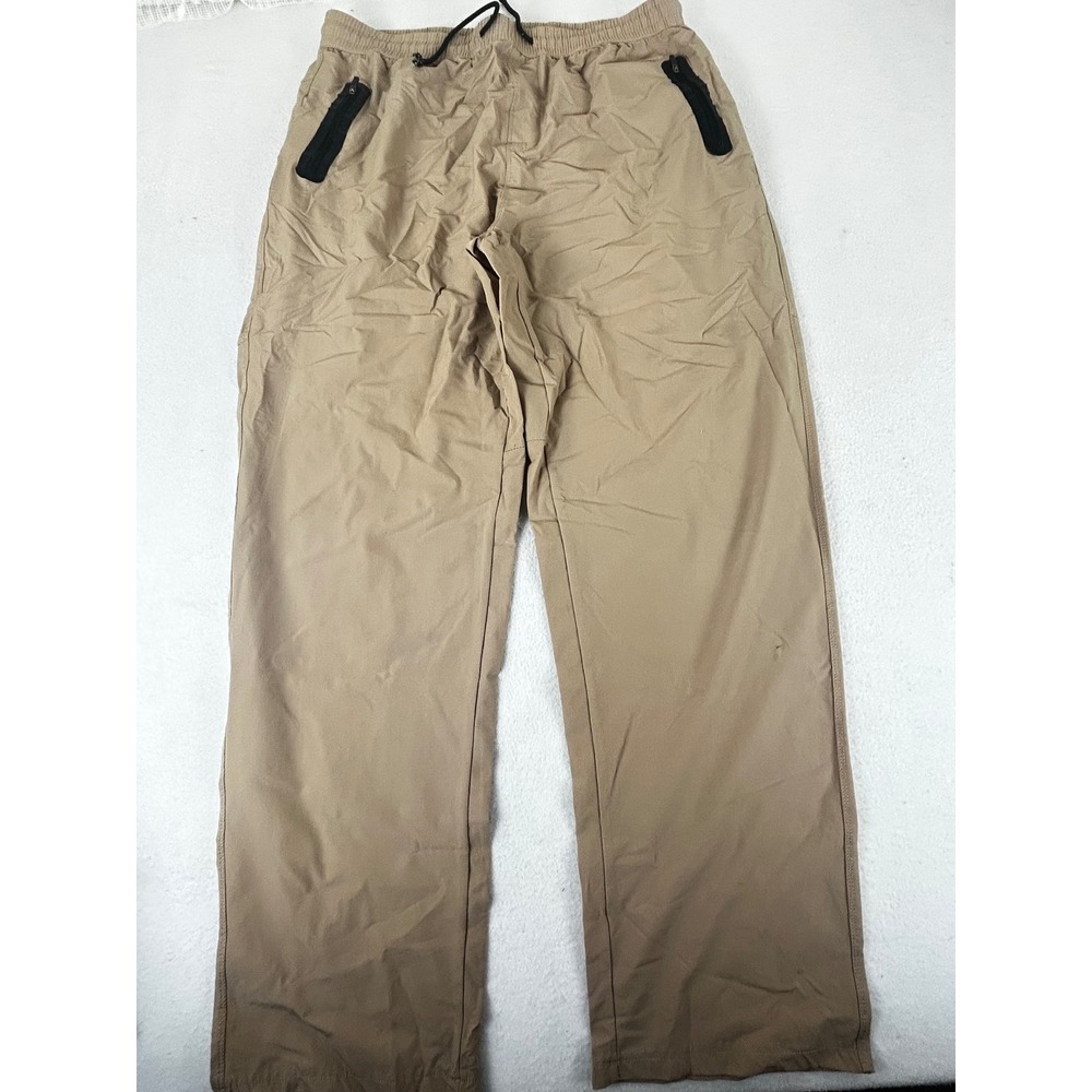 Womens Tan Lightweight Track Pants Athleisure Coastal Grandpa Core Size Large